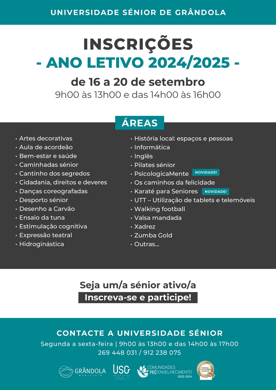 SÉNIOR | Inscrições na USG 2024/2025